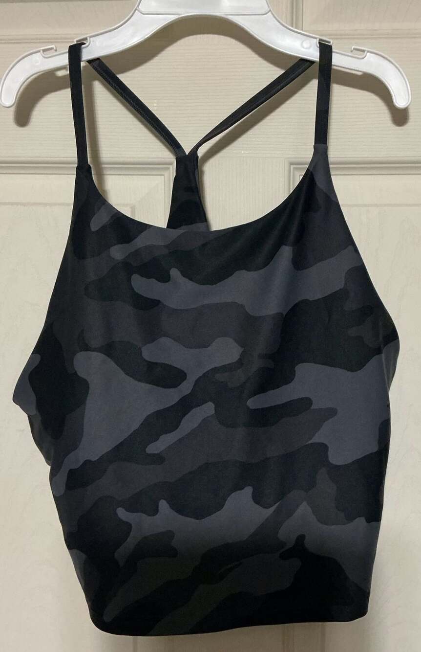 Old Navy Powersoft Camo Sports Bra Tank Top Black Gray